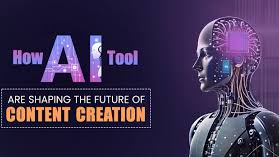 Futuristic AI humanoid robot with a glowing neural chip in its head, next to text How AI Tool AI Content Personalization Tools
Are Shaping the Future of Content Creation on a purple digital background
