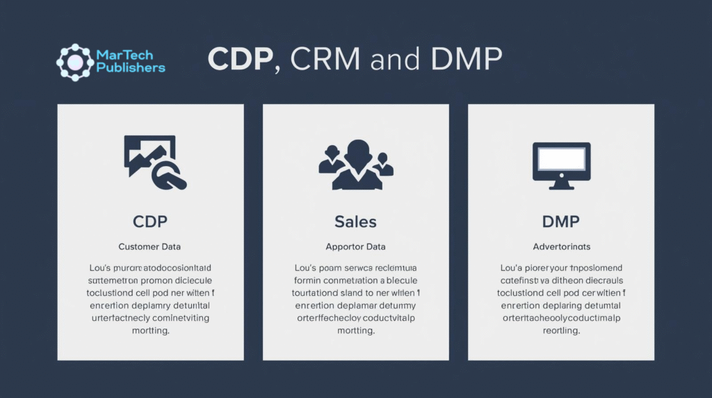 Comparison chart of CDP, CRM, and DMP for customer data management